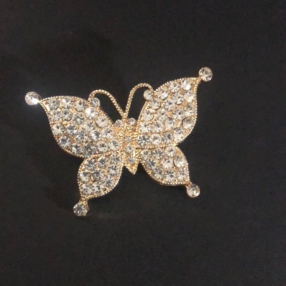 Rhine stone gold blingy butterfly brooch​